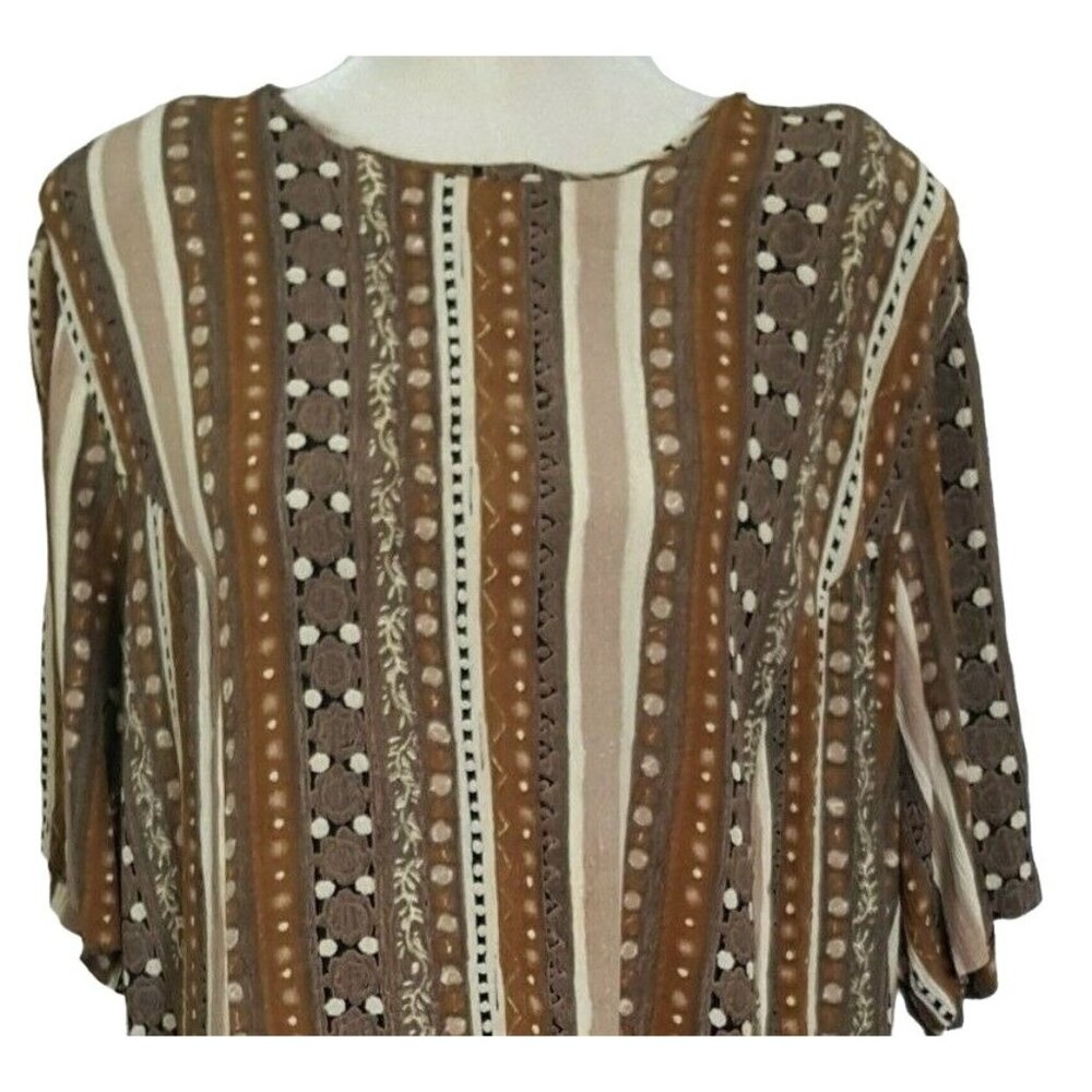 Enge’ Collection Womens Vintage Top Size WP26 Brown Gray Stripe Shoulder Pads